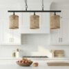 Elysian Three Lights Island With Natural Rattan Shade Farmhouse Chain Ceiling Lamp - Image 6