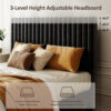 Queen Size Bed frame, Velvet Upholstered Platform Bed with Height-Adjustable Headboard, Sturdy Frame and Alats, Quiet Design, No-Spring Mattress Compatible, Easy to Assemble, Beige - Image 4