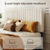 Queen Size Bed frame, Velvet Upholstered Platform Bed with Height-Adjustable Headboard, Sturdy Frame and Alats, Quiet Design, No-Spring Mattress Compatible, Easy to Assemble, Beige - Image 9