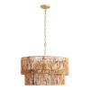 23.62" Handwoven Woven Paper Rattan Chandelier, 2-Tier Boho Wabi-Sabi Pendant Light, Gold Metal Hanging Ceiling Lamp, Wicker Lighting Fixture for Dining Room Kitchen Island Living Room - Image 8