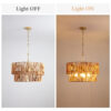 23.62" Handwoven Woven Paper Rattan Chandelier, 2-Tier Boho Wabi-Sabi Pendant Light, Gold Metal Hanging Ceiling Lamp, Wicker Lighting Fixture for Dining Room Kitchen Island Living Room - Image 15