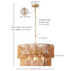 23.62" Handwoven Woven Paper Rattan Chandelier, 2-Tier Boho Wabi-Sabi Pendant Light, Gold Metal Hanging Ceiling Lamp, Wicker Lighting Fixture for Dining Room Kitchen Island Living Room - Image 6