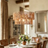 23.62" Handwoven Woven Paper Rattan Chandelier, 2-Tier Boho Wabi-Sabi Pendant Light, Gold Metal Hanging Ceiling Lamp, Wicker Lighting Fixture for Dining Room Kitchen Island Living Room - Image 13