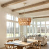 23.62" Handwoven Woven Paper Rattan Chandelier, 2-Tier Boho Wabi-Sabi Pendant Light, Gold Metal Hanging Ceiling Lamp, Wicker Lighting Fixture for Dining Room Kitchen Island Living Room - Image 9