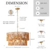 23.62" Handwoven Woven Paper Rattan Chandelier, 2-Tier Boho Wabi-Sabi Pendant Light, Gold Metal Hanging Ceiling Lamp, Wicker Lighting Fixture for Dining Room Kitchen Island Living Room - Image 7