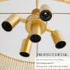 23.62" Handwoven Woven Paper Rattan Chandelier, 2-Tier Boho Wabi-Sabi Pendant Light, Gold Metal Hanging Ceiling Lamp, Wicker Lighting Fixture for Dining Room Kitchen Island Living Room - Image 5