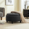 29.33"W Upholstered Round Ottoman With Reversible Lid, Fleece Fabric Storage Stool, Hand-pulled buckle decoration Design Footstool for Living room, Bedroom and Office - Image 14