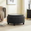 29.33"W Upholstered Round Ottoman With Reversible Lid, Fleece Fabric Storage Stool, Hand-pulled buckle decoration Design Footstool for Living room, Bedroom and Office - Image 11