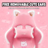 Cat Ears Pink Gaming Chair - Pink PU Leather Ergonomic Reclining Office Chair with Footrest, 310lb Capacity, 6-Position Recline, 360° Swivel - Image 6