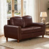 59" Classic Living Room Sofa Loveseat Faux Leather Couch,Rolled Arm Sofa with Nails,Solid Wood Legs,Upholstered Breathable PU Leather Brown - Image 10