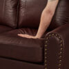 59" Classic Living Room Sofa Loveseat Faux Leather Couch,Rolled Arm Sofa with Nails,Solid Wood Legs,Upholstered Breathable PU Leather Brown - Image 15