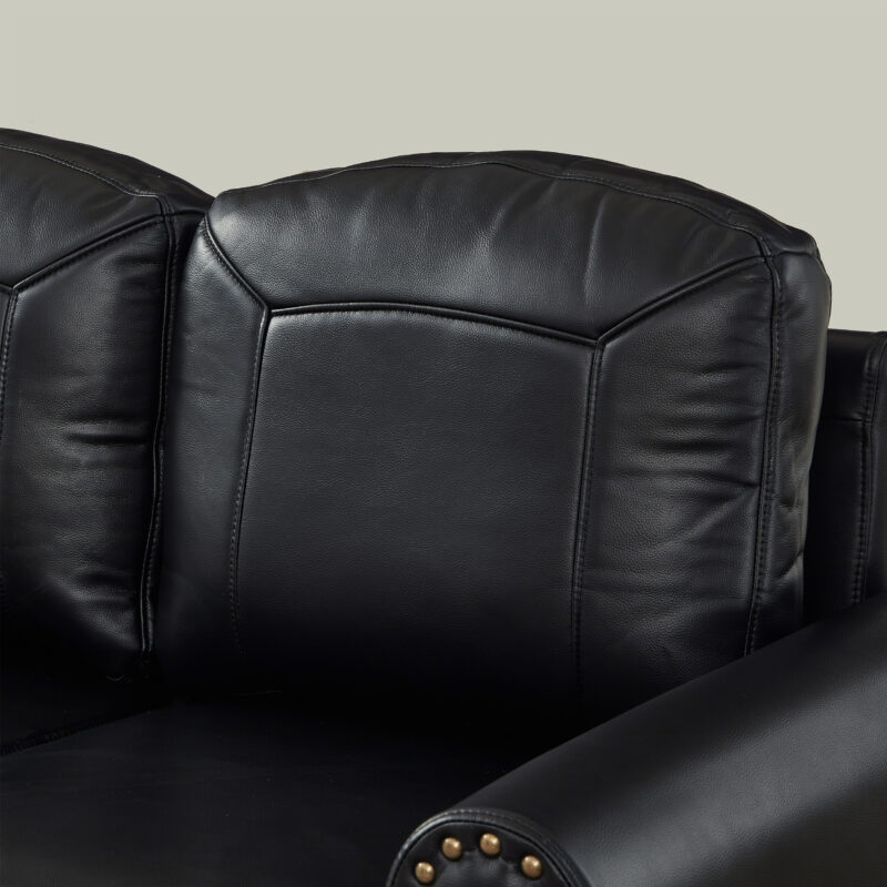 59" Classic Living Room Sofa Loveseat Faux Leather Couch,Rolled Arm Sofa with Nails,Solid Wood Legs,Upholstered Breathable PU Leather Brown - Image 28