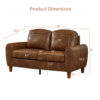 59" Classic Living Room Sofa Loveseat Faux Leather Couch,Rolled Arm Sofa with Nails,Solid Wood Legs,Upholstered Breathable PU Leather Brown - Image 9
