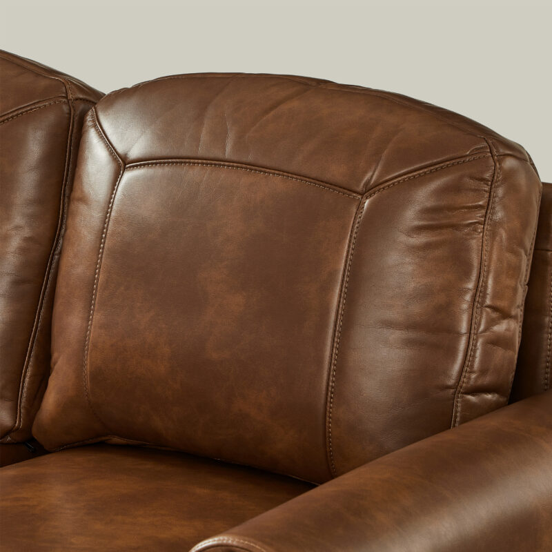 59" Classic Living Room Sofa Loveseat Faux Leather Couch,Rolled Arm Sofa with Nails,Solid Wood Legs,Upholstered Breathable PU Leather Brown - Image 7