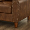 59" Classic Living Room Sofa Loveseat Faux Leather Couch,Rolled Arm Sofa with Nails,Solid Wood Legs,Upholstered Breathable PU Leather Brown - Image 4