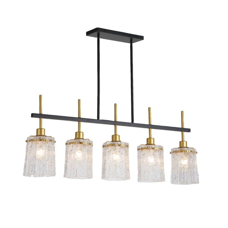 Farmhouse Chandelier 5-Light Dining Room Light Fixture Over Table Kitchen Island Lighting Rustic Chandeliers for Dining Light with Glass Pendant Lights Kitchen Island - Image 13