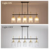Farmhouse Chandelier 5-Light Dining Room Light Fixture Over Table Kitchen Island Lighting Rustic Chandeliers for Dining Light with Glass Pendant Lights Kitchen Island - Image 8
