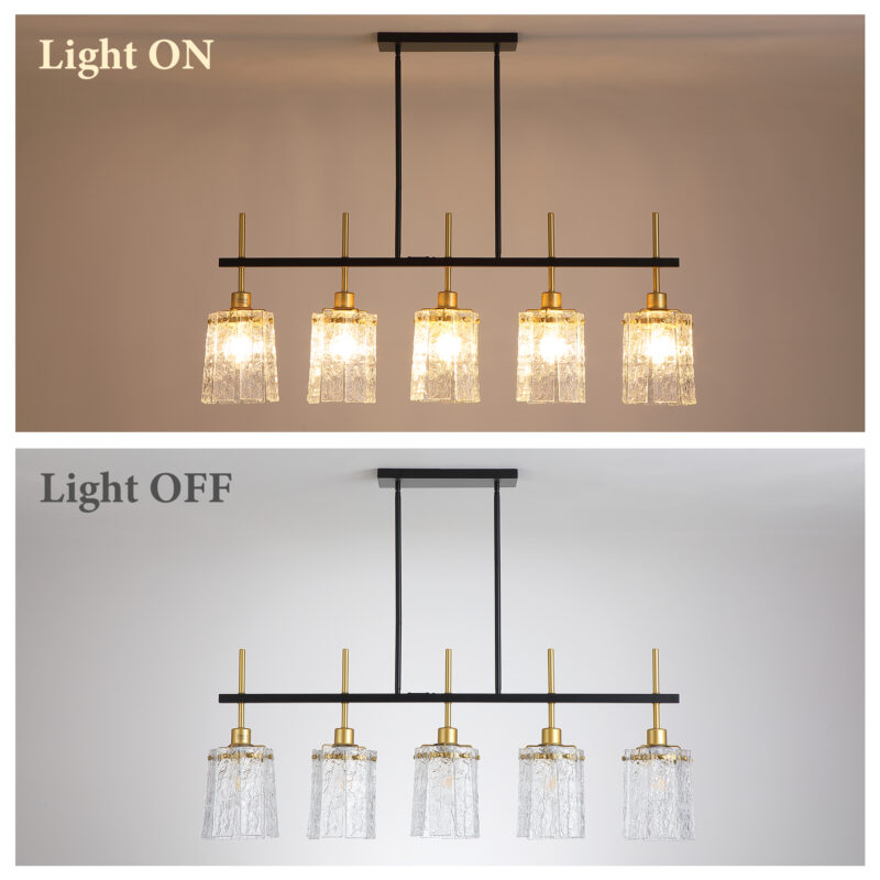 Farmhouse Chandelier 5-Light Dining Room Light Fixture Over Table Kitchen Island Lighting Rustic Chandeliers for Dining Light with Glass Pendant Lights Kitchen Island - Image 8