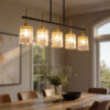 Farmhouse Chandelier 5-Light Dining Room Light Fixture Over Table Kitchen Island Lighting Rustic Chandeliers for Dining Light with Glass Pendant Lights Kitchen Island - Image 6