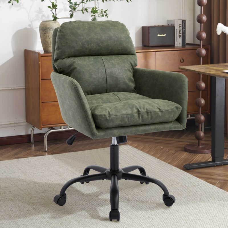 Artificial leather, PU leather, black base, adjustable in height, suitable for office, bedroom, dressing table and other environments. An office chair - Image 5