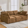 Modern Sectional Sofa Modular Sofa 85.4" U-shaped Sofa Couch Sofa Bed L-shaped Sofa with a Movable Ottoman and Two USB Ports and a Phone Holder for Living Room, Brown - Image 2