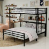 Metal Twin Over Full Bunk Bed with Desk and Shelves