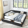 Queen Daybed with Storage Drawers in Black Velvet