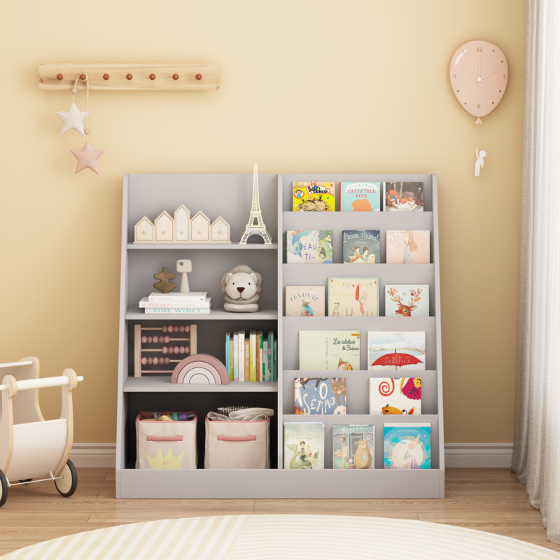Kids Bookshelf and Toy Storage Organizer, Multifunctional 4 Tier Wooden Kids Book Shelf with Bookcase Display Stand in Kids Room Playroom Nursery for Kids, Children, Toddlers - Image 11