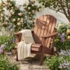 Oversize Wooden Outdoor Folding Adirondack Chair with Pre-Assembled BackRest & SeatBoard, Wood Patio Chair for Garden Backyard Porch Pool Deck Firepit - Image 2