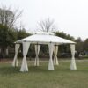 13x10 Outdoor Patio Gazebo Canopy Tent With Ventilated Double Roof And SideWall(Detachable Curtain Included On All Sides),Suitable for Lawn, Garden, Backyard and Deck,BEIGE - Image 6