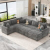 112.2" Sectional Sofa Pull-out Sofa Bed Sleeper with a Storage Ottoman,Three Pillows and Charging Devices for Living Room - Image 2