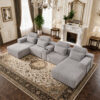 Modern Gray Velvet U-Shaped Velvet Sectional Sofa - 3-Piece Living Room Set with Chaise Lounge & Cup Holders - 145.7"/370cm Extra Large Modular Sofa for Home Theater, Family Room, Luxury Living Space - Image 2