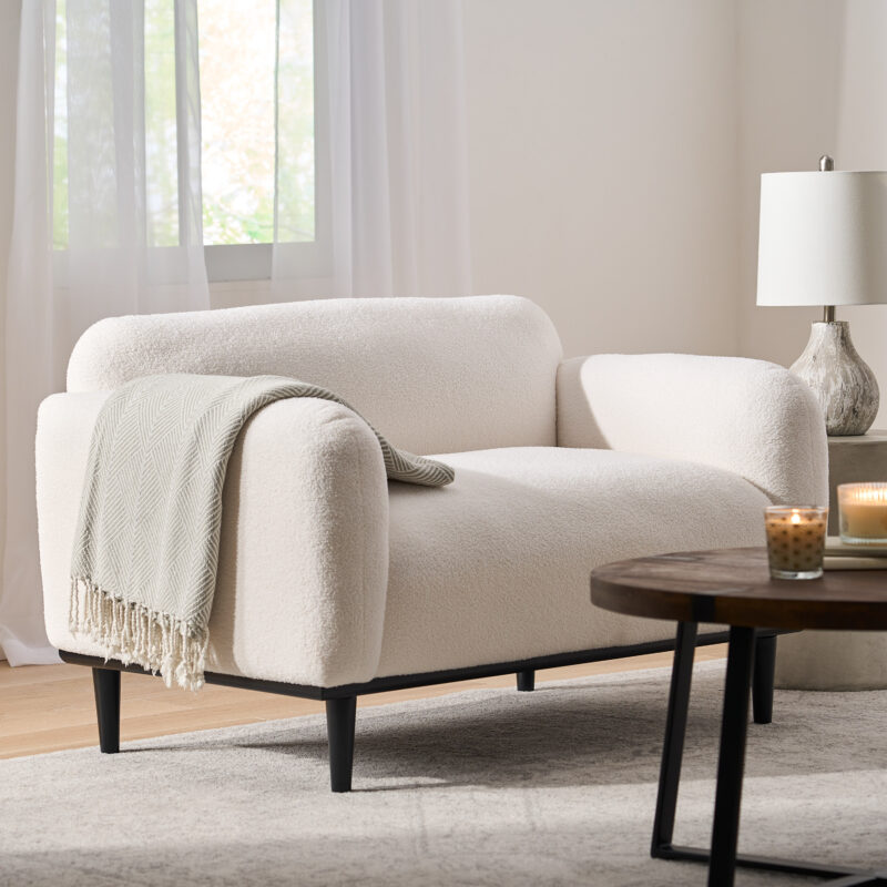 Loveseat Sofa - 50"Dark Gray Upholstered 2-Seater with Black Legs, Comfortable & Stylish for Living Room, Office, or Reading Nook - Image 2