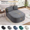67.5''Chaise Lounge Chair 46'' Wide Seat Indoor Corduroy Oversized Sleeper Sofa for Living Room Deep Seat Lounge and Two Soft Pillows Convertible Boneless Sofa Bed, Green,No Assembly Required - Image 20