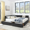 Queen Daybed with Storage Drawers in Black Velvet - Image 2