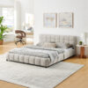 Queen Size Upholstered Bed ,comfortable upholstered bed frame, Chenille fabric, with headboard and solid bed frame. With drawer for storage - Image 4