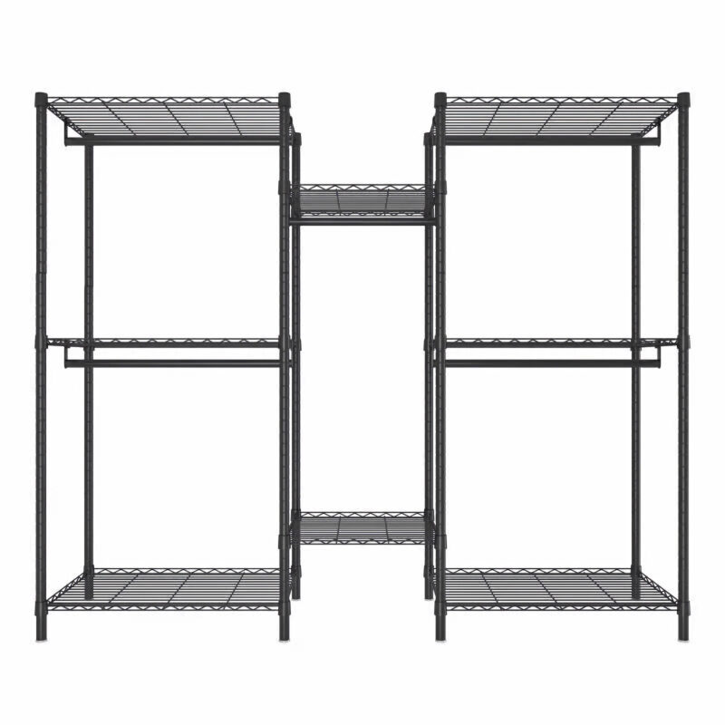 Heavy Duty Garment Rack, Freestanding Closet Organizer, Portable Wardrobe Clothes Rack, Adjustable Wire Shelving Clothes Rack with 8 Adjustable Wire Shelves and 5 Clothes Rails, Black - Image 13