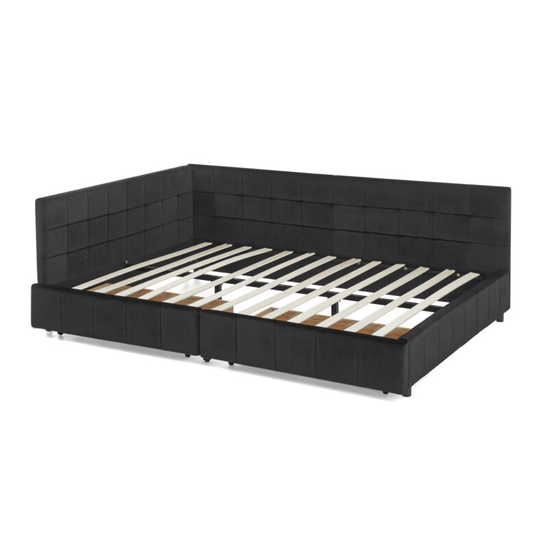 Queen Daybed with Storage Drawers in Black Velvet - Image 8