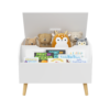 Wooden Toy Box, Kids Toy Storage Organizer with Front Bookshelf, Flip-Top Lid, Safety Hinge, Boys Girls Toy Chest Bench for Playroom Kids Room Organization (White) - Image 9