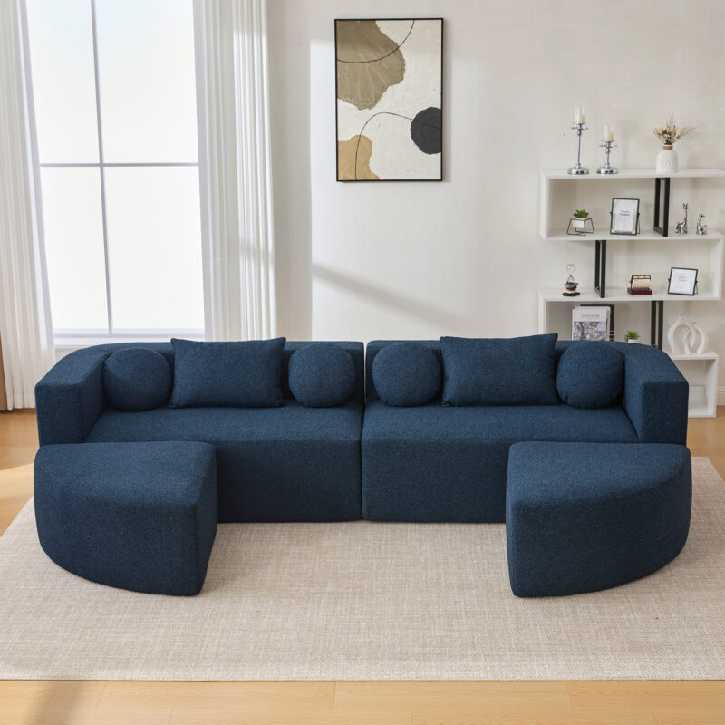 Boneless Couch Modular Sectional Sofa 114.9" Free-combined Sofa Couch Sofa Bed Compression Sofa with Deep Seating and Curved Design for Living Room - Image 10