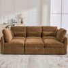 Modern Sectional Sofa Modular Sofa 85.4" U-shaped Sofa Couch Sofa Bed L-shaped Sofa with a Movable Ottoman and Two USB Ports and a Phone Holder for Living Room, Brown - Image 3