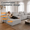 Modern Gray Velvet U-Shaped Velvet Sectional Sofa - 3-Piece Living Room Set with Chaise Lounge & Cup Holders - 145.7"/370cm Extra Large Modular Sofa for Home Theater, Family Room, Luxury Living Space - Image 5