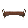 52" Mid Century Bench with Walnut Wood Leg,Channeled Upholstered Footrest Stool for Kitchen, Living Room, Bedroom, Entryway, End of Bed - Image 10
