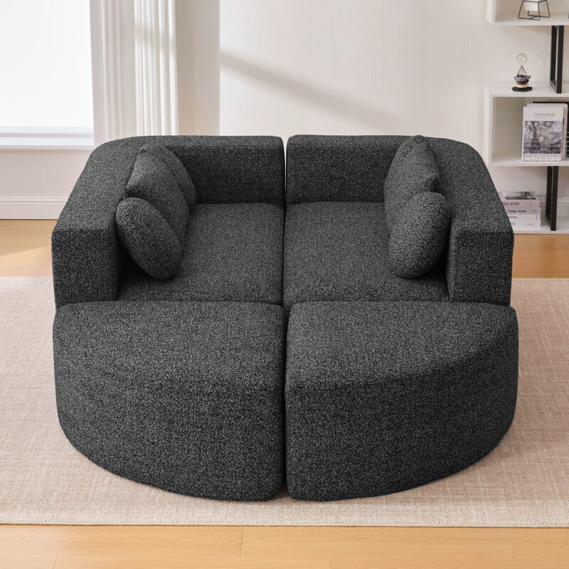 Boneless Couch Modular Sectional Sofa 114.9" Free-combined Sofa Couch Sofa Bed Compression Sofa with Deep Seating and Curved Design for Living Room - Image 14
