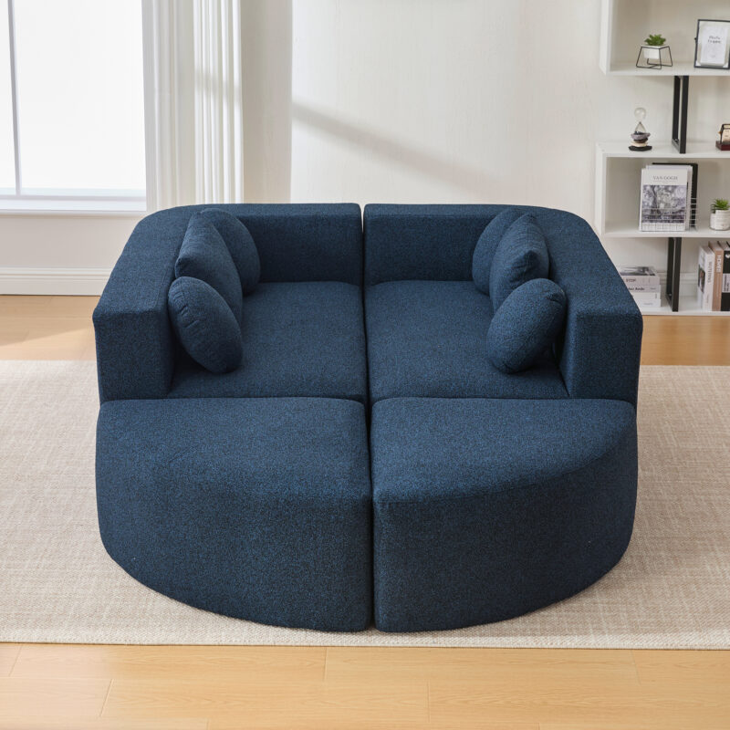 Boneless Couch Modular Sectional Sofa 114.9" Free-combined Sofa Couch Sofa Bed Compression Sofa with Deep Seating and Curved Design for Living Room - Image 9
