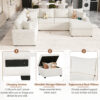 112.2" Sectional Sofa Pull-out Sofa Bed Sleeper with a Storage Ottoman,Three Pillows and Charging Devices for Living Room - Image 9