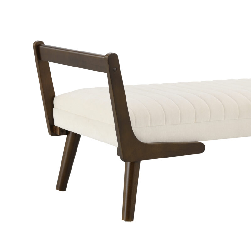 52" Mid Century Bench with Walnut Wood Leg,Channeled Upholstered Footrest Stool for Kitchen, Living Room, Bedroom, Entryway, End of Bed - Image 6