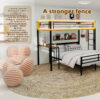 Metal Twin Over Full Bunk Bed with Desk and Shelves - Image 10