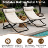 TREXM 2-Pieces Outdoor Folding Chair, Rattan-Wrapped Patio Chair with Adjustable Backrest, Thick Cushion, and Detachable Headrest ,for the Poolside, Beach, Backyard, Decck, and Camping - Image 2