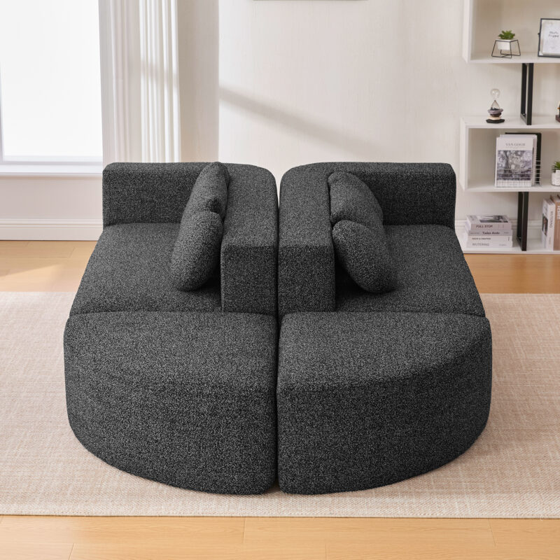 Boneless Couch Modular Sectional Sofa 114.9" Free-combined Sofa Couch Sofa Bed Compression Sofa with Deep Seating and Curved Design for Living Room - Image 13